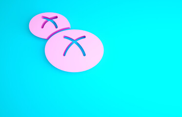 Pink Bread loaf icon isolated on blue background. Minimalism concept. 3d illustration 3D render.