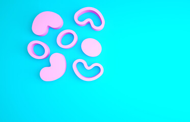 Pink Jelly candy icon isolated on blue background. Minimalism concept. 3d illustration 3D render.