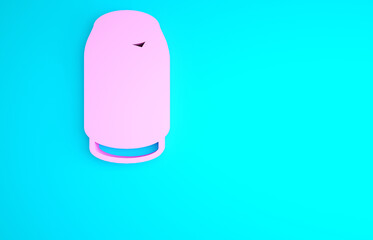 Pink Beer can icon isolated on blue background. Minimalism concept. 3d illustration 3D render.