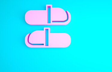 Pink Sauna slippers icon isolated on blue background. Minimalism concept. 3d illustration 3D render.