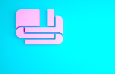 Pink Towel stack icon isolated on blue background. Minimalism concept. 3d illustration 3D render.