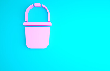 Pink Sauna bucket icon isolated on blue background. Minimalism concept. 3d illustration 3D render.
