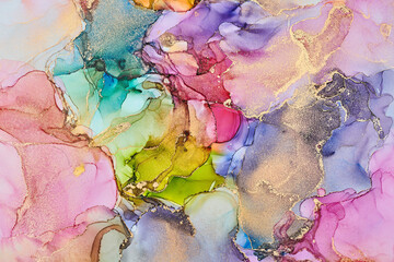 Alcohol ink art.Mixing liquid paints. Modern, abstract colorful background, wallpaper. Marble texture.Translucent colors - 406200109