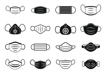 Medical mask dust icons set. Simple set of medical mask dust vector icons for web design on white background