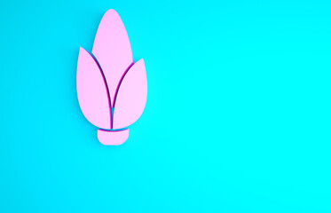 Pink Corn icon isolated on blue background. Minimalism concept. 3d illustration 3D render.