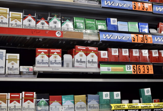 FRESNO, UNITED STATES - Dec 28, 2020: Photo Of Cigarettes On Store Shelf