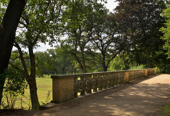 Bridge of King (Most Krolewski) at park Muzakowski (Park von Muskau) near Leknica. UNESCO World Heritage Site. Poland