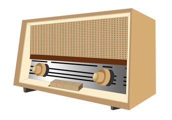 Radio antigua, vintage, retro sobre fondo blanco