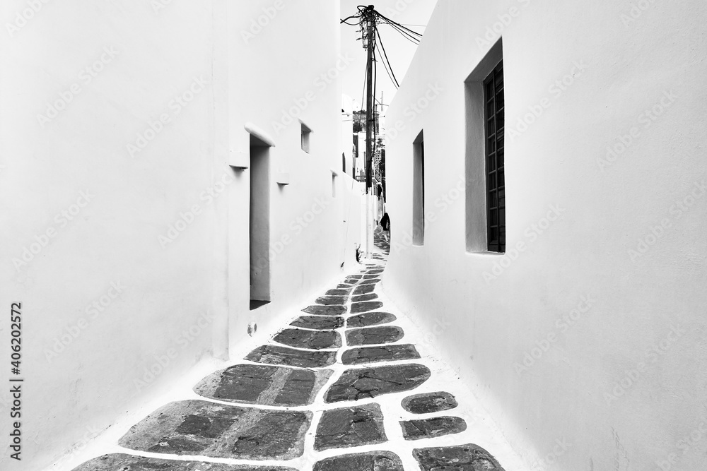 Poster Street in Mykonos island in Greece