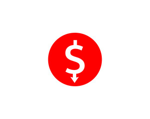Obraz premium Dollar Down Icon vector. Cost reduction icon. Symbol for website Computer and mobile vector