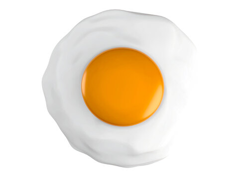 3D RENDER ILLUSTRATION. CLIPPING PATH on isolated white background. closeup food breakfast chicken healthy protein fried egg yolk top view. delicious cooking natural lunch meal eat concept.