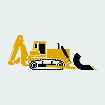 excavator bulldozer construction equipment logo design