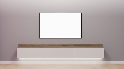 TV area in a minimalist design mockup 3d render
