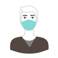 Men with medical mask duotone