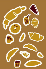 Croissant hand lettering stickers for your design: card, cafe, menu. Premium bakery croissants. Never make plans with croissants. They are flaky. Best croissants ever