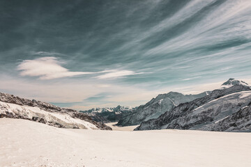 snowy mountains in Switzerland, winter landscape