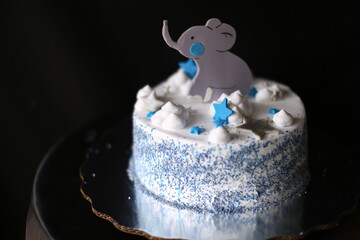 Elephant chocolate cake decorated with stars 