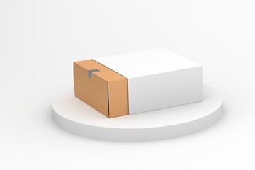 cardboard Gift Box Mock up with white paper cover for corporate logo identity isolated 3d render