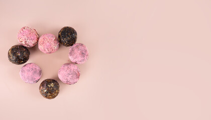 Homemade pink matcha energy balls