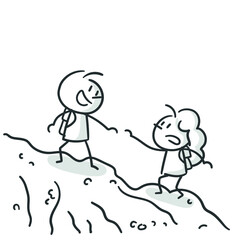 stick figures: mountain climbing, mountain guide (no. 49)