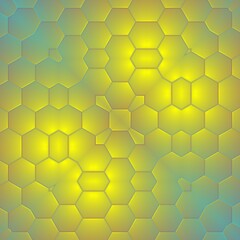 yellow red blue and turquoise pastel colours geometric patterns and hexagonal designs