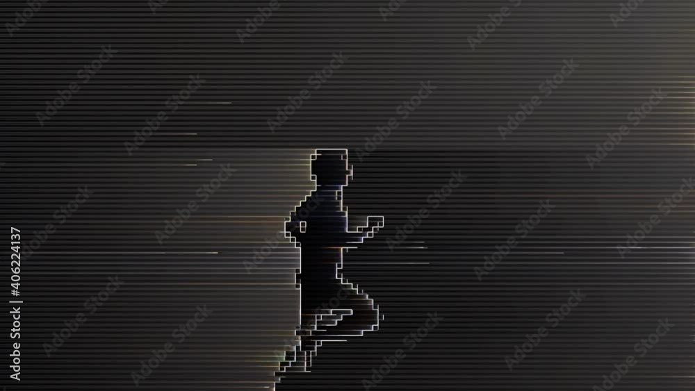 Wall mural running man in a digital matrix