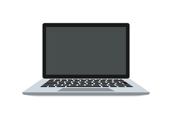 Laptop with blank screen, Computer front view. Computer, PC. Laptop computer with empty screen, blank copy space on computer. Vector laptop illustration in flat style.