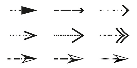 A set of black different black arrows pointing to the right.