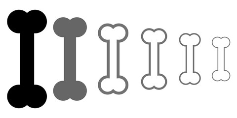 Bones icons. Vector set of bones. Bones icons isolated on white background. Cartoon bones. Simple logo.