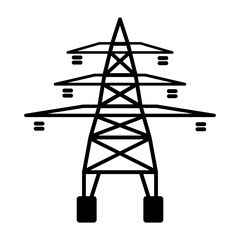 Electric tower vector icon isolated on white background.