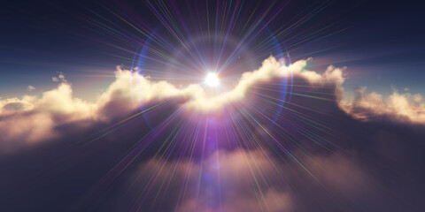 above clouds sunrise sun ray illustration