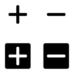 Fototapeta premium Vector icon plus and minus. Icon plus and minus isolated on a white background. A set of plus and minus icons.