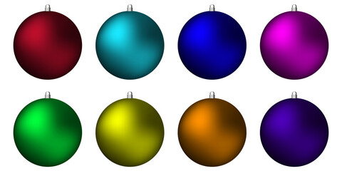 Christmas tree decorations icons. Vector set of colored Christmas tree toys isolated on white background. New Year's decorations. Christmas tree decorations for the new year.