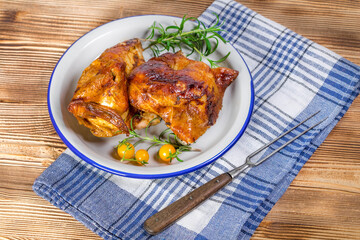 Chicken quarters baked.