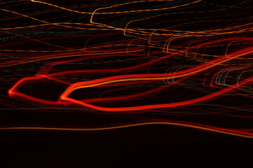 Abstract background with irregular red ribbons.