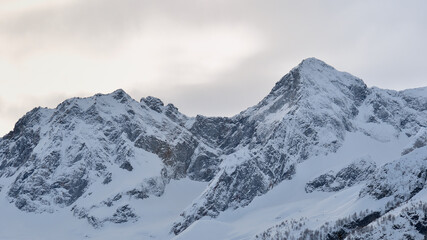Chiareggio mounting ridge in winter