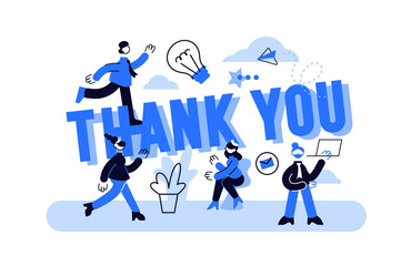 Obraz premium Thank you sign. Greeting card with decoration. Flat style