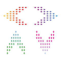 Vector set of arrows. Arrow icons with halftone effect. Arrow icon.