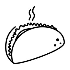 Taco flat icon. Pictogram for web. Line stroke. Isolated on white background. Vector eps10