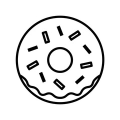 Donut flat icon. Pictogram for web. Line stroke. Isolated on white background. Vector eps10