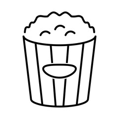 Popcorn for movie flat icon. Pictogram for web. Line stroke. Isolated on white background. Vector eps10