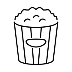 Popcorn for movie flat icon. Pictogram for web. Line stroke. Isolated on white background. Vector eps10