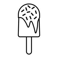 Ice cream flat icon. Pictogram for web. Line stroke. Isolated on white background. Vector eps10