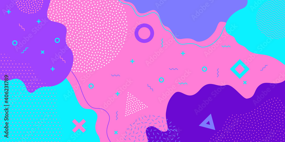 Aufkleber Background pattern, abstract Memphis texture and color, vector flat shape splash design