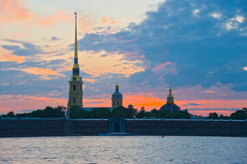 St. Petersburg - view of the Peter and Paul Cathedral of the Peter and Paul Fortress.
