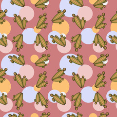 Fototapeta premium A seamless pattern with modern cactus for textile, wrapping paper, wallpaper. A flat illustration.