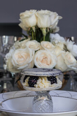 White roses and giant french macarons