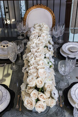 White roses and giant french macarons