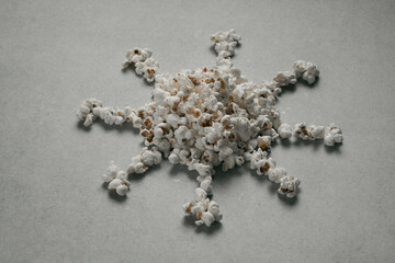 coronavirus shape made of popcorn, popcorn day
