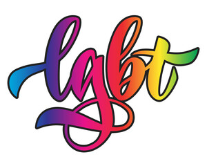 lgbt hand written word in brush lettering style